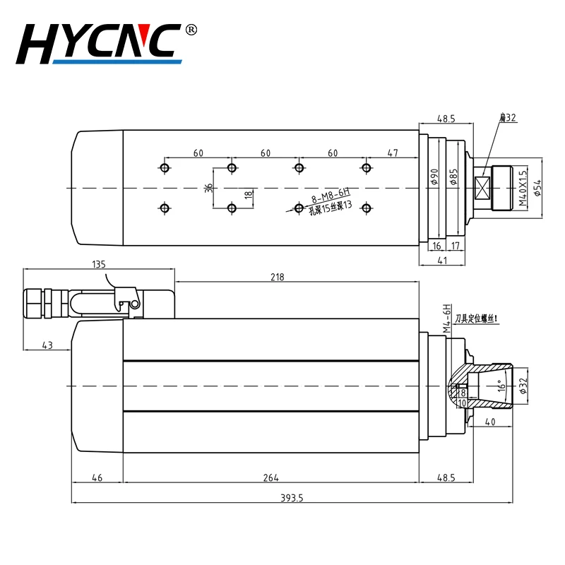 HQD 7.5kw 3 Phase CNC Milling Machine Spindle Motor Er32 Air Cooled Shaft 4 Loading 18000rpm 220V/380V 300Hz Woodworking Router