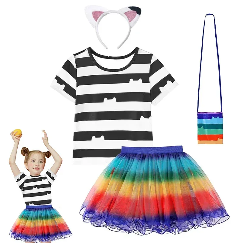 New ★ Children's Skirt Sets Ggabby Doll Girls Kid Party Gabby Cat houses Carnival Cosplay Costume Suits for 3-8Yrs★ 2025 qi☆