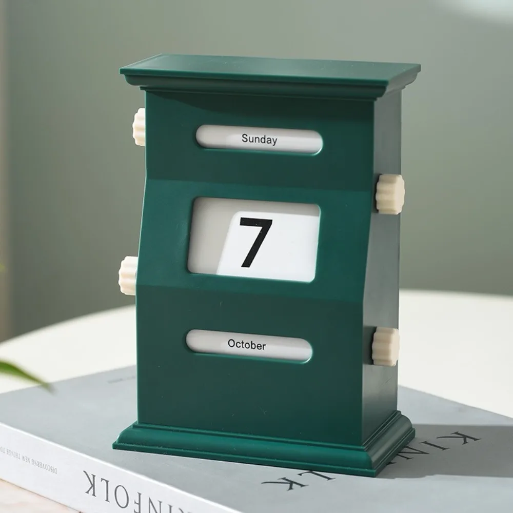 

Vintage Perpetual Desk Calendar Rotation Plastic Retro Calendar Blocks Desk Date Display Light Luxury Block Calendar