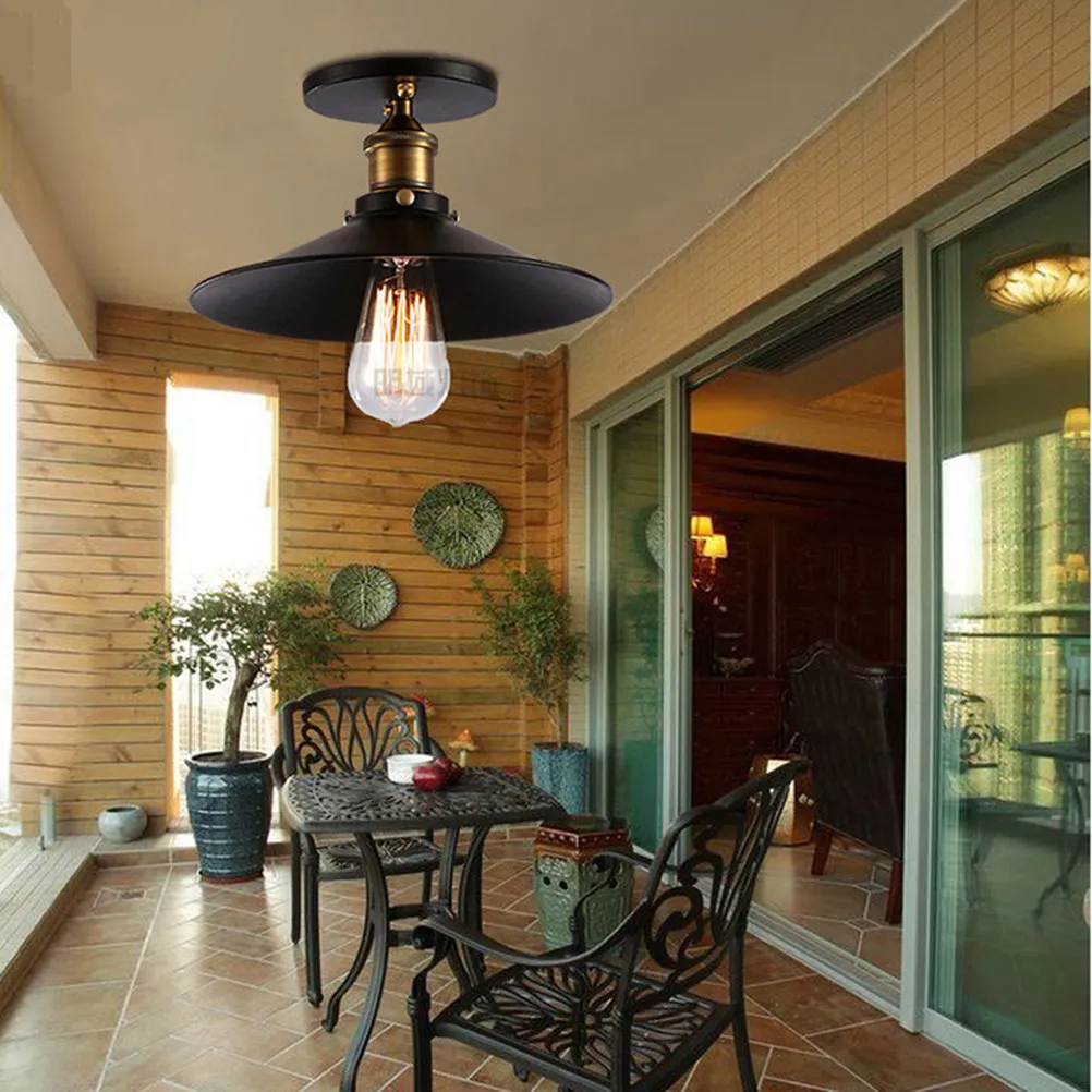 Vintage Industrial Ceiling Light Fixture Semi-Flush Mount, Warm Glow for Living Room, Bedroom & Study
