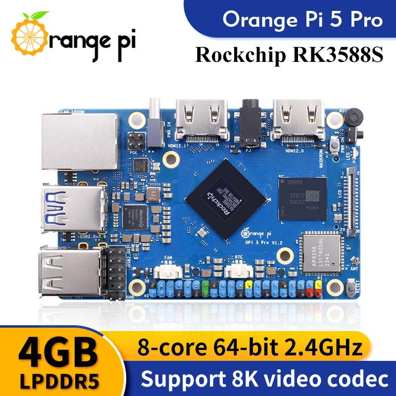 Orange Pi 5 Pro 4GB Ram Single Board Computer RK3588S LPDDR5 Wifi5