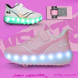 Tiener rolschaatsen met verlichting, multifunctionele wielsneakers voor studenten, afneembare wielschoenen