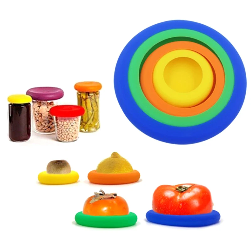 

4 Pcs/Set Silicone Vegetable Crisper Lid Reusable Food Crisper Dustproof Sealed Crisper Lid Kitchen Kitchenware