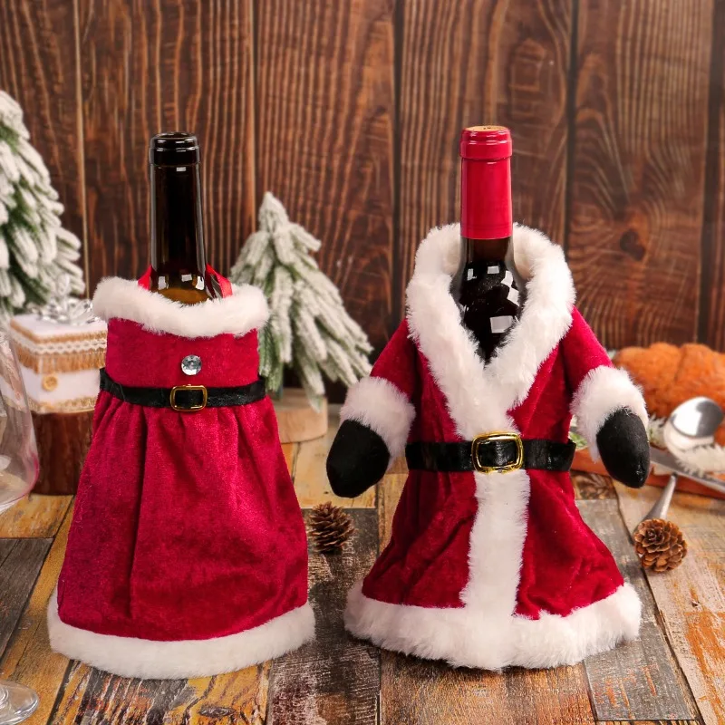 Christmas Party Supplies Home Fabric Christmas Flannelette Clothing Cape Wine Bottle Cover