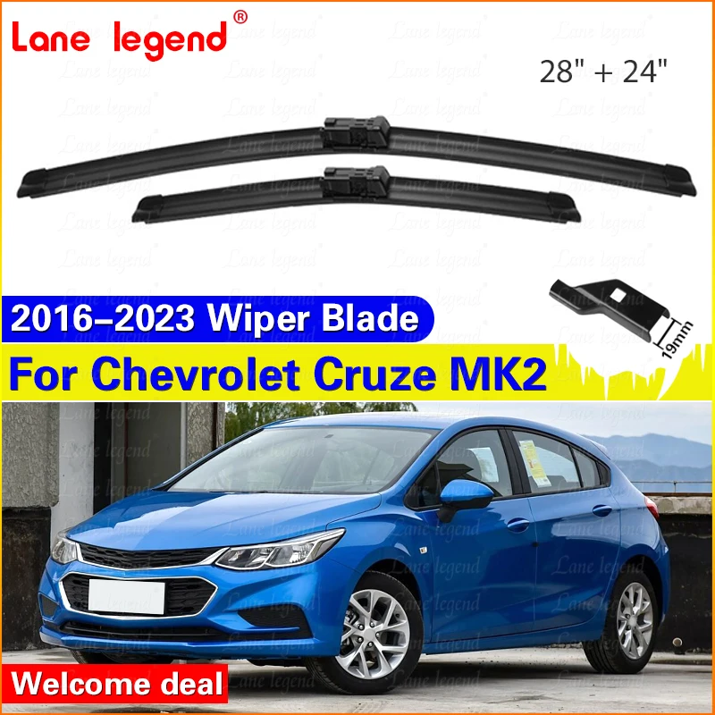 

For Chevrolet Cruze MK 2 2016 - 2023 LHD Front Wiper Blades Windshield Windscreen Window Car Rain Brushes 28"+24"