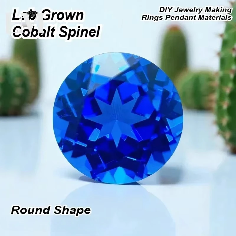 Lab Grown Cobalt Spinel Round Shape Gemstone for DIY Jewelry Making Rings Pendant Materials Selectable Certificate
