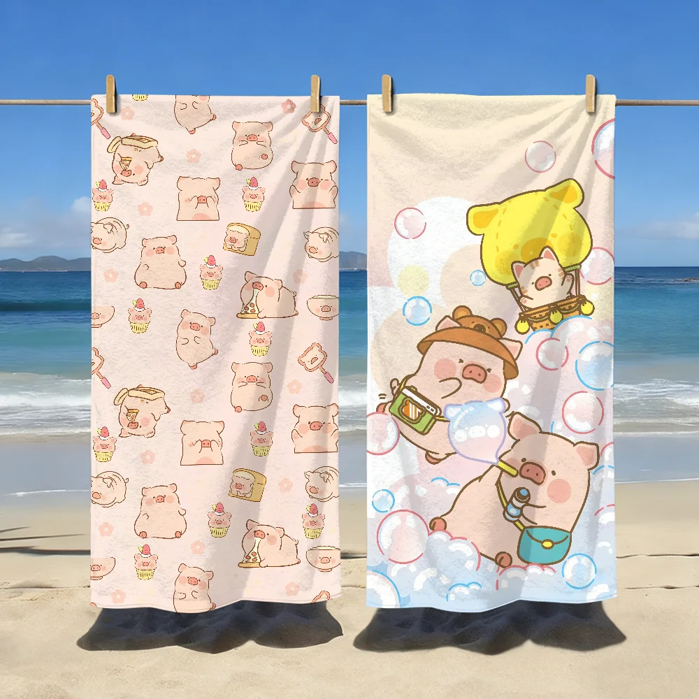 Cute L-LuLu The Piggy Cartoon Towel Soft Pool Gift For Travel Gym Shower Camping Quick Dry Sports Large Beach Towels