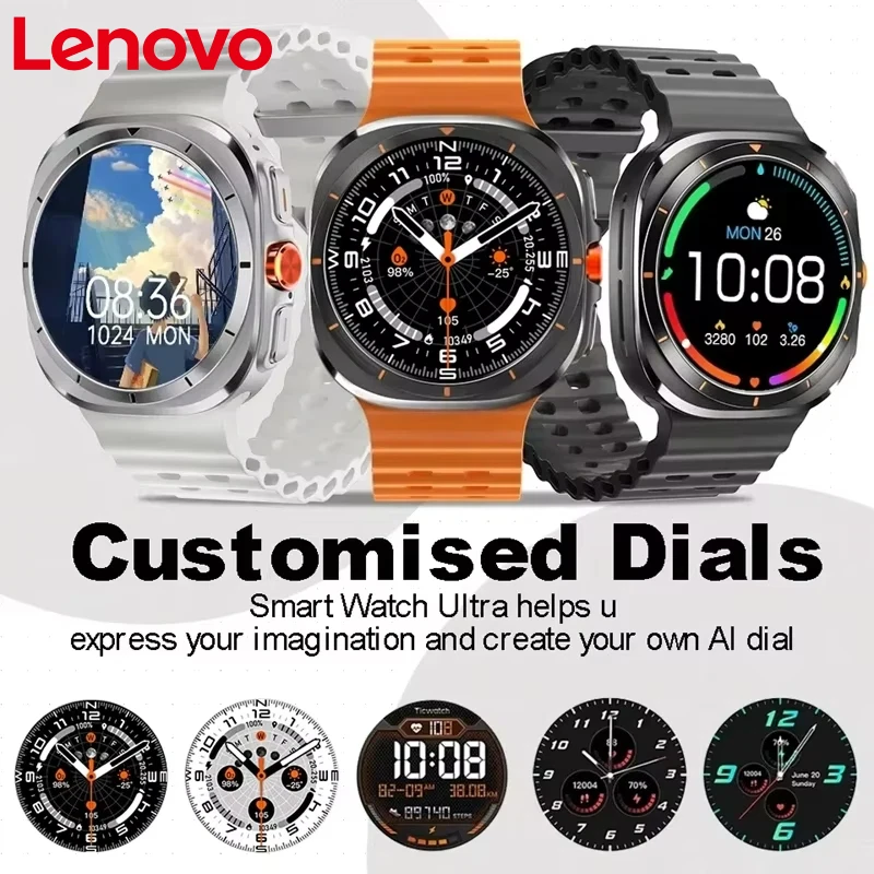 

Смарт-часы Lenovo с Bluetooth-звонками, мониторингом сердечного ритма, отслеживанием сна, фитнес-трекером, шагомером, стильные смарт-часы 2026 года