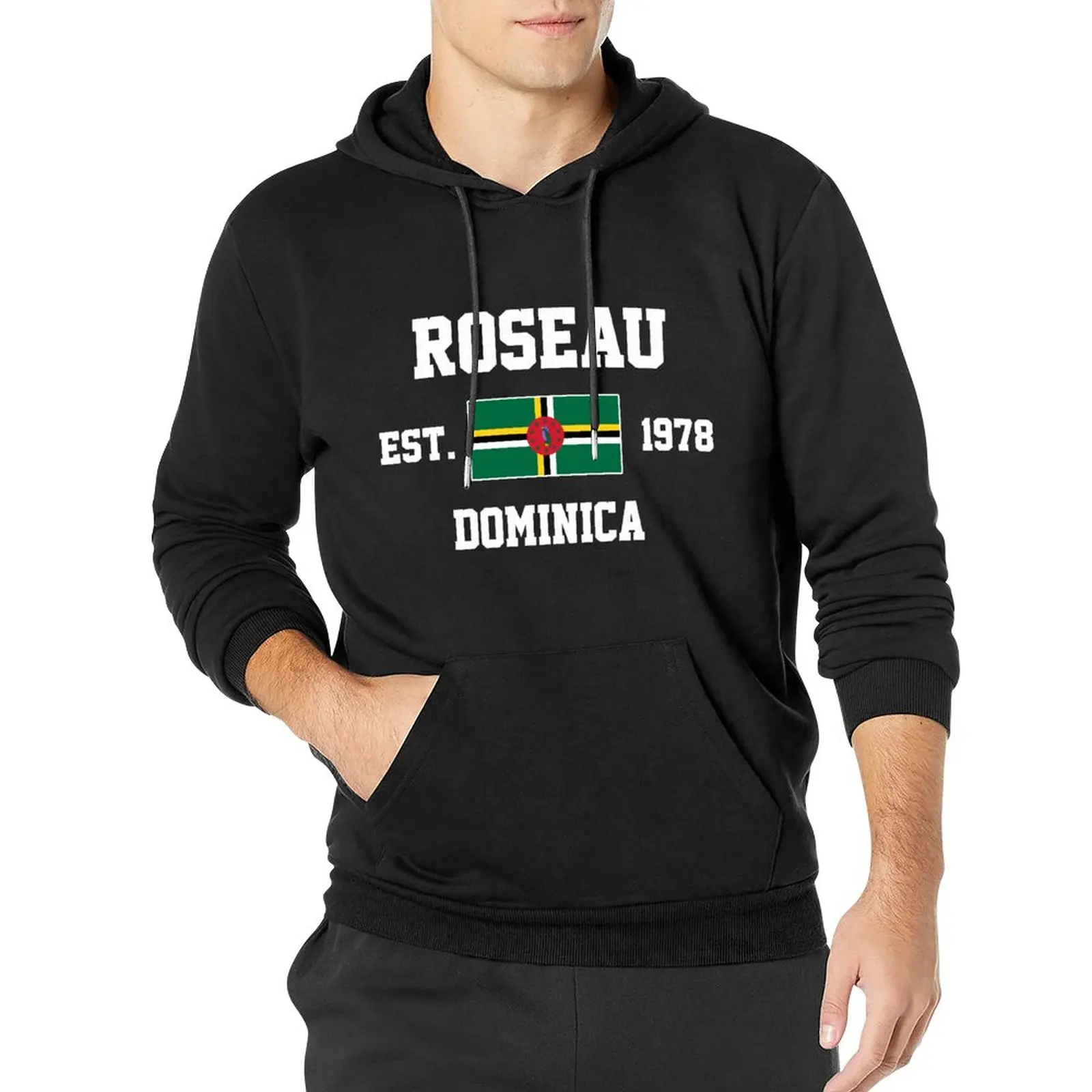 

Толстовки для мужчин и женщин Dominica EST.1978 Roseau Capital, пуловер с капюшоном в стиле хип-хоп, хлопковая толстовка унисекс