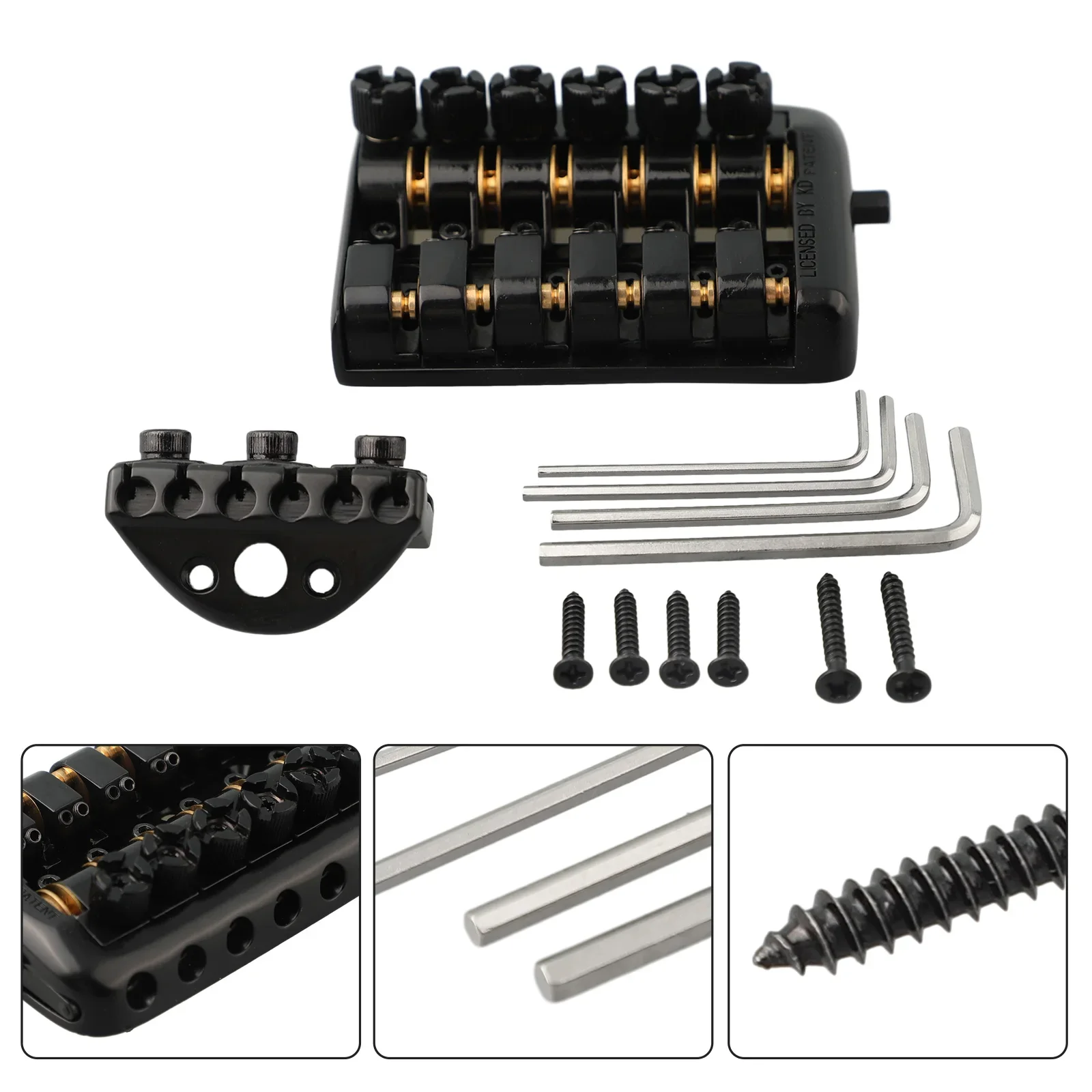 

Suspended Fixed Bridge Saddle Headless Electric Guitar Bridge Tailpiece with Lock Nut and 6 String Mount Screws