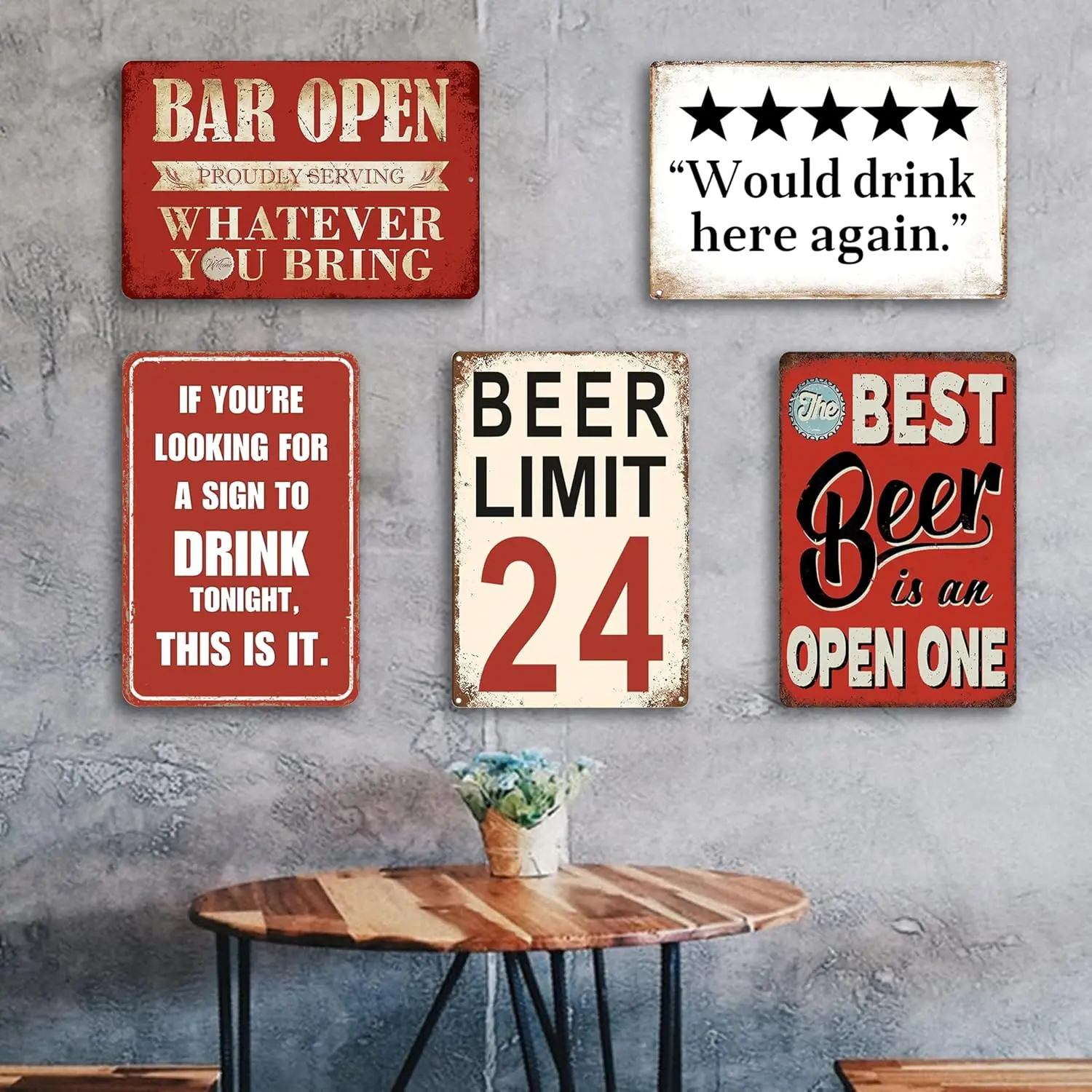Decorative Sign& Plaque 5pcs Humorous Retro Metal Signs for Decorating Bars, Homes, Man Caves, And Garages, Perfect for Basement