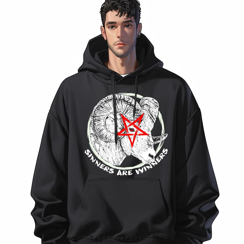

Funny Satanic Goth Sinners Are Winner Hoodies Hip Hop Christmas Long Sleeve Crewneck Hoodies Female Leisure Hoodies