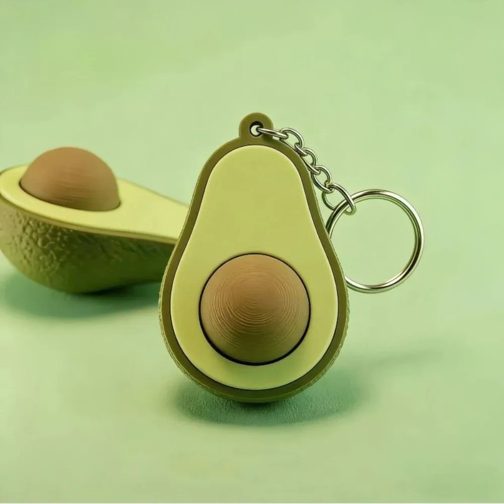 New Funny Avocado Clicker Keychain Calming Sensory Fidget Finger Button Pendant Simulation Fidget Keychain Teens Adult