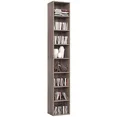 

Homfa Narrow Bookcase With 8 Shelves, Cd Dvd Media Storage Cubes , Dark Oak