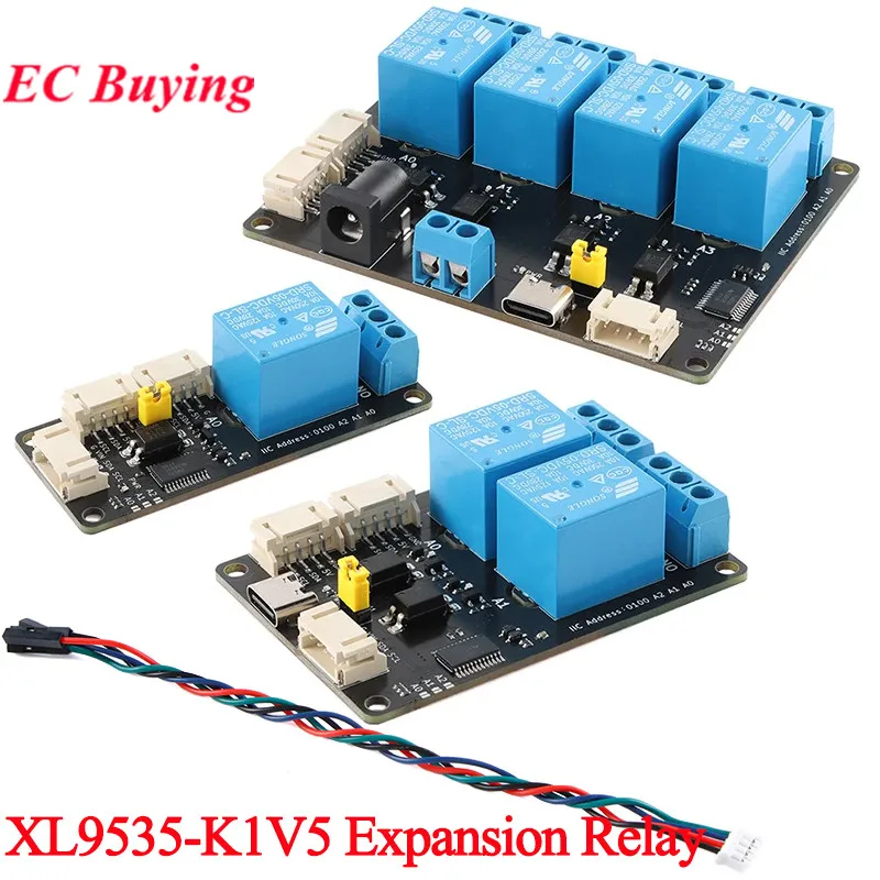 XL9535-K1V5 1 2 4 Channel Way Expansion Relay Module 5V Power Supply IIC I2C communication Optocoupler Isolation Board