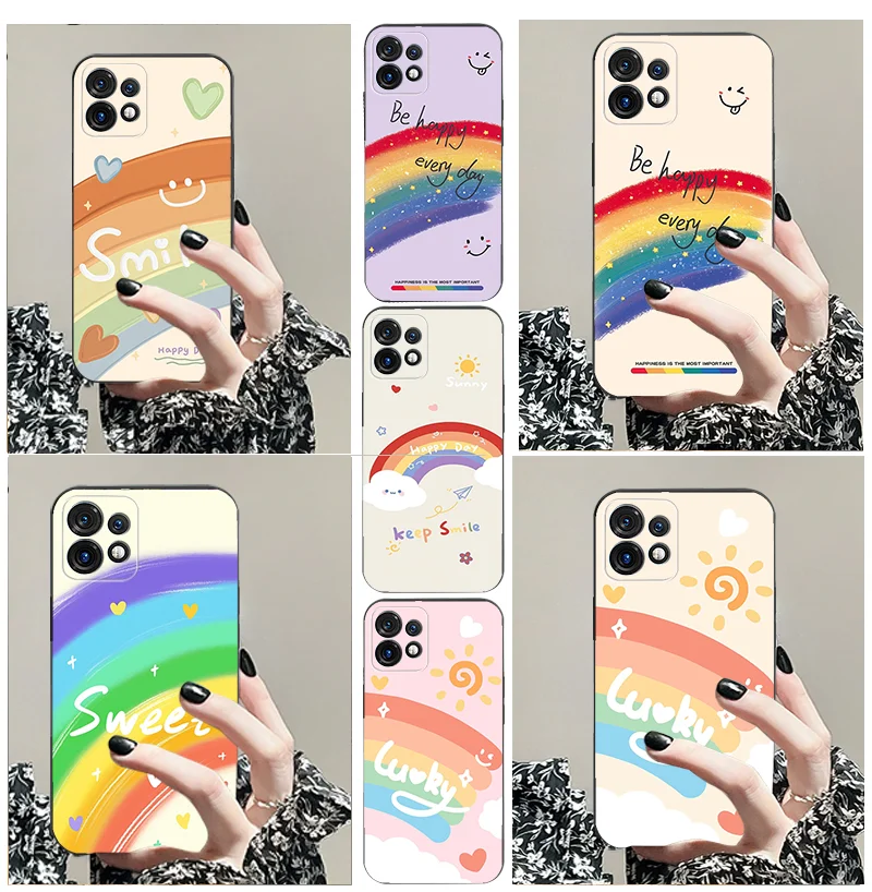 

For Moto G 84 54 edge 64 30 200 50 14 85 x Pro Ultra 4 5 04 24 s 34 40 neo TPU black soft phone case fashionable rainbow cartoon