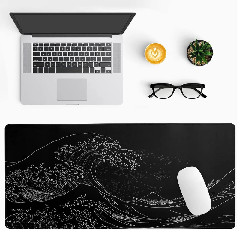 

Mousepad Japan Black Sea Wave MousePads Keyboard Pad For PC Laptop Desktop Gaming Accessories Office XL Desk Mat