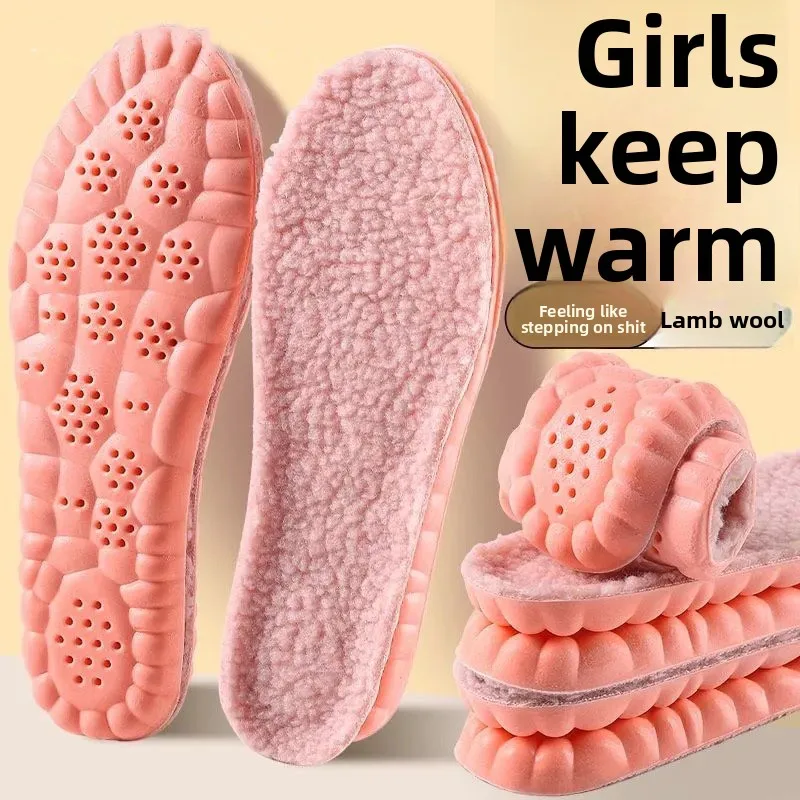 Winter lamb fleece warm insoles:   ideal for sports. Relieve fatigue from long standing, thickened cotton for extra warmth.