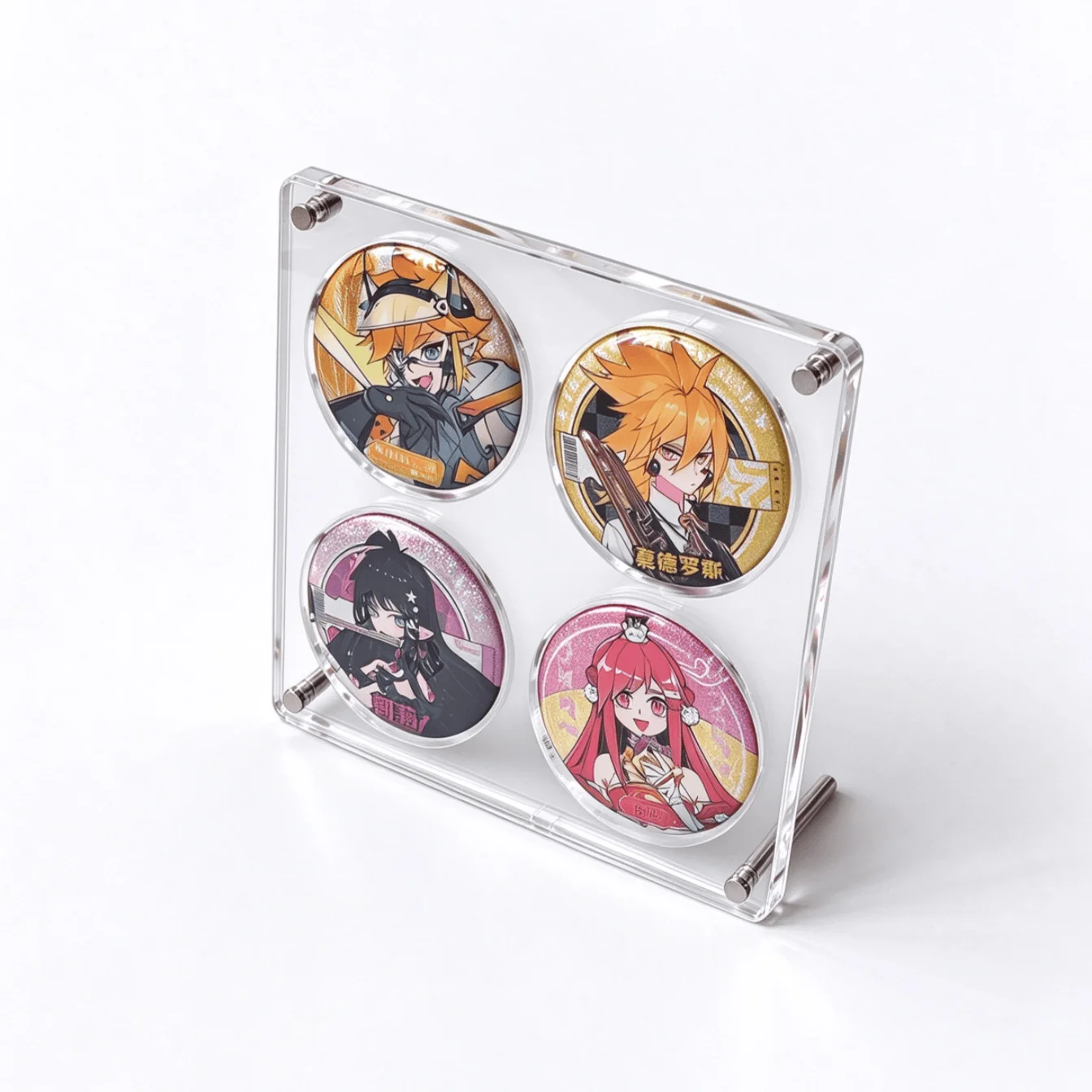 75mm Clear Acrylic Anime Badge Display Stand Dustproof Pin Showcase Holder Brooch Storage Box Anime Pins Itabag Badge-4 slot
