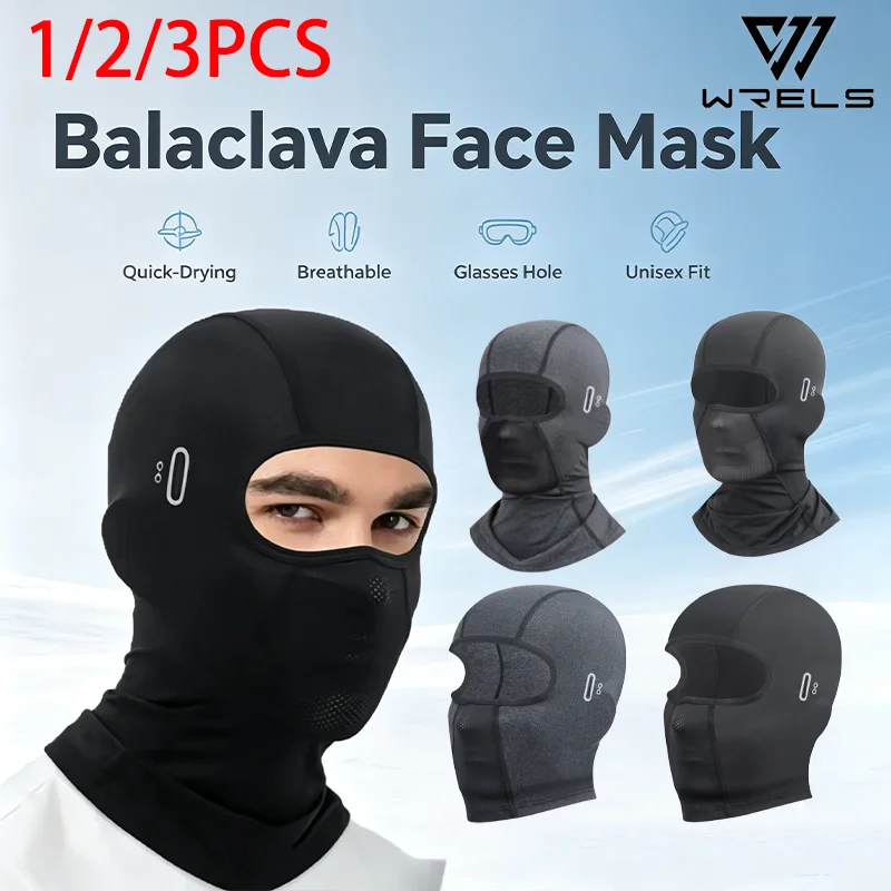 1/2/3 Stück Balaclava Motorrad-Gesichtsmaske Schnelltrocknende Atmungsaktive Vollgesichtsmaske Unisex mit Brillenloch für Radfahren und Outdoor-Aktivitäten