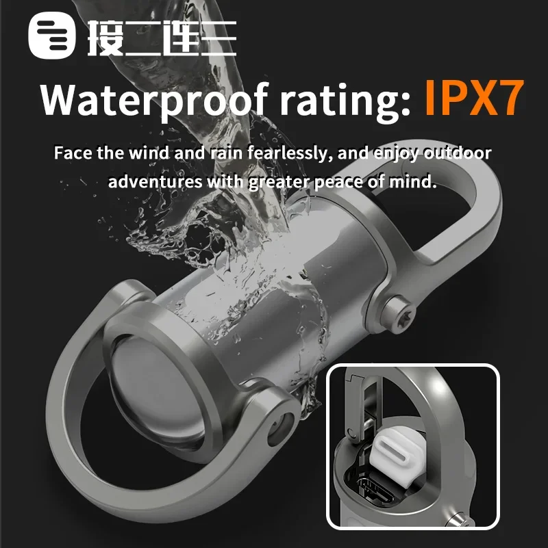 Outdoor Mini Flashlight Portable 1800lm Flashlights 1000mAh Type-C Flashlight for Long Standby Life Waterproof