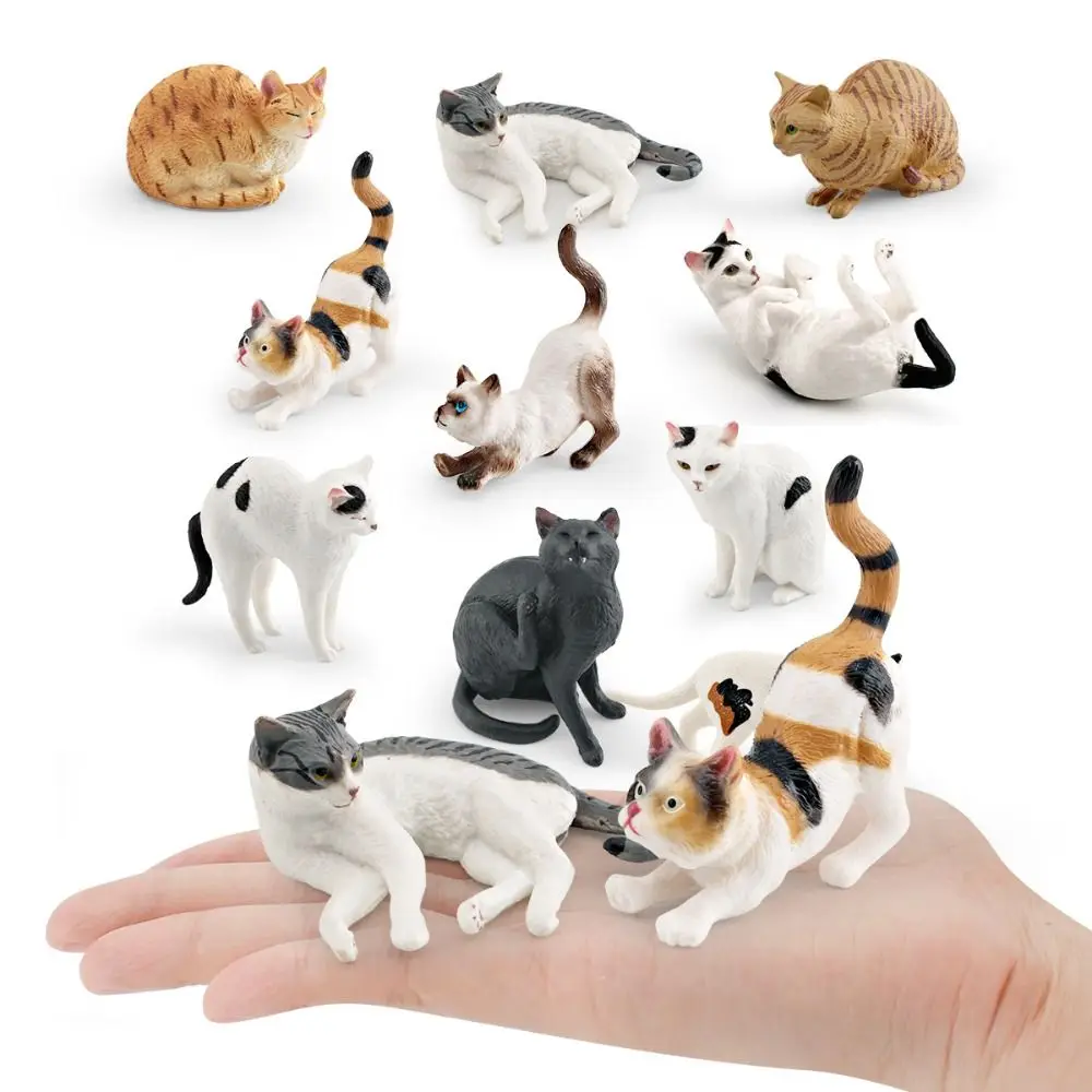 Kawaii PVC Cat Doll Ornaments 9 Colors DIY Mini Model Desktop Toys Decoration Crafts Home Decoration