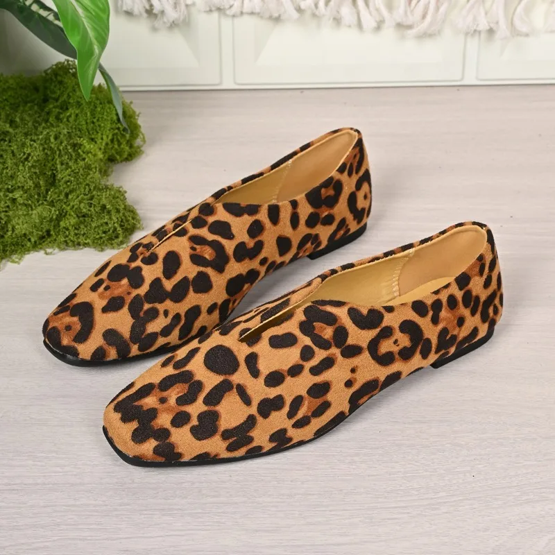 

Leopard Women Shoes Flats Loafers Square Toe Sandals Summer Sneakers 2025 Casual Sport Shoes Walking Shallow Woman Zapatos Mujer