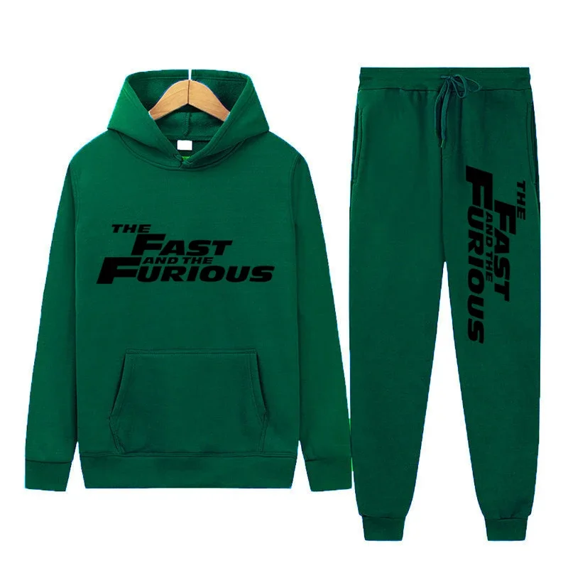 The Fast And The Furious Hoodies + Pants 2 Pieces Sets Men Fashion Sweatshirts Women Casual Hooded Pullovers Sportwear Suit