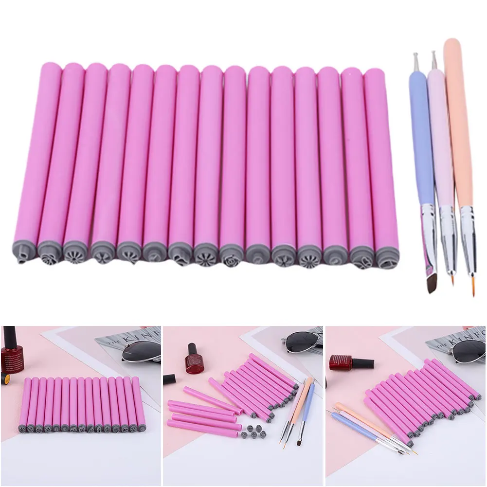 

6/10/15PCS Nail Art Stamp Pen Set with 3 Nail Art Brushes Nail Graffiti Nail Art Dotting Tools Nail Stamp Pen DIY Nail Art Tools
