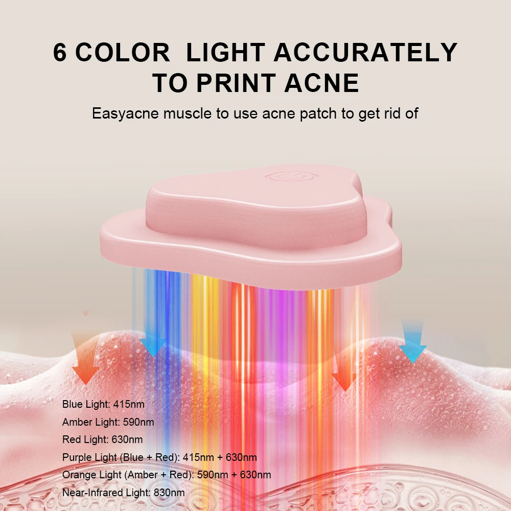 Acne Patch Wireless LED 6 Light Modes Infrared 9 Beads Rechargeable Pimple Patch Light Care for Blemish-Prone Skin Spot Care