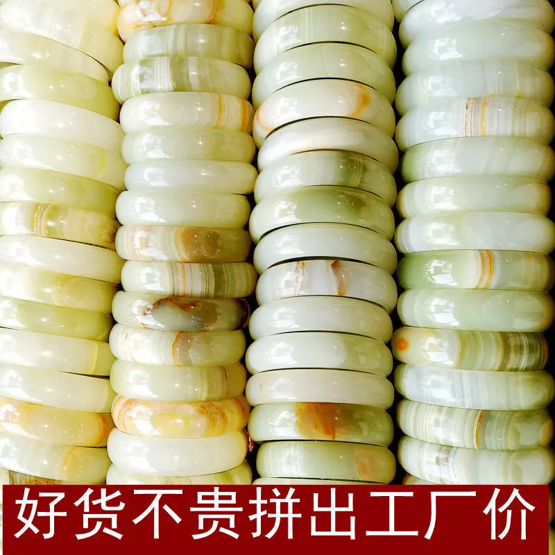 Large Wholesale Boutique Afghanistan Greenish White Jade Bracelet Afghanistan Silk Pattern Bracelet Stall Supply Wholesale