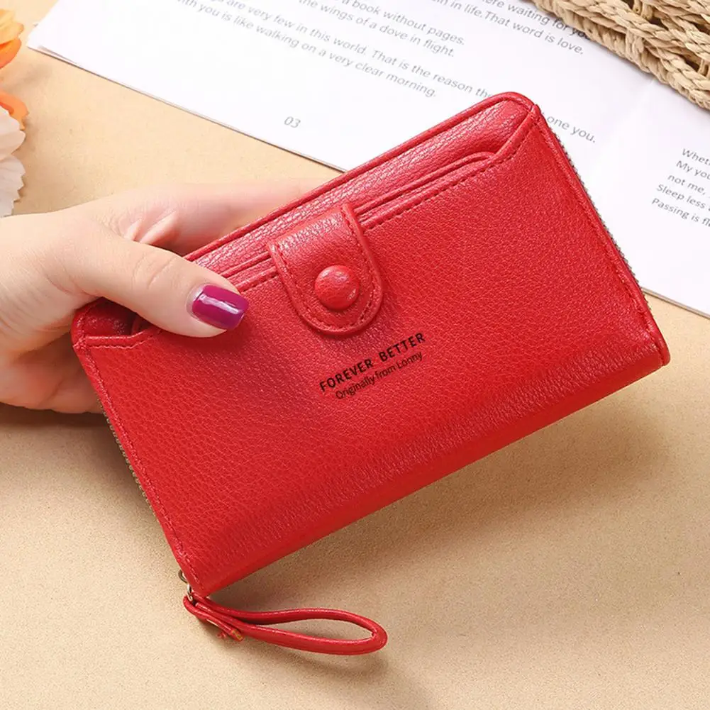 Faux Leather  Popular Women Long Fashion Purse Bag Delicate Sewing Clutch Bag Smooth Zipper   for Outdoor