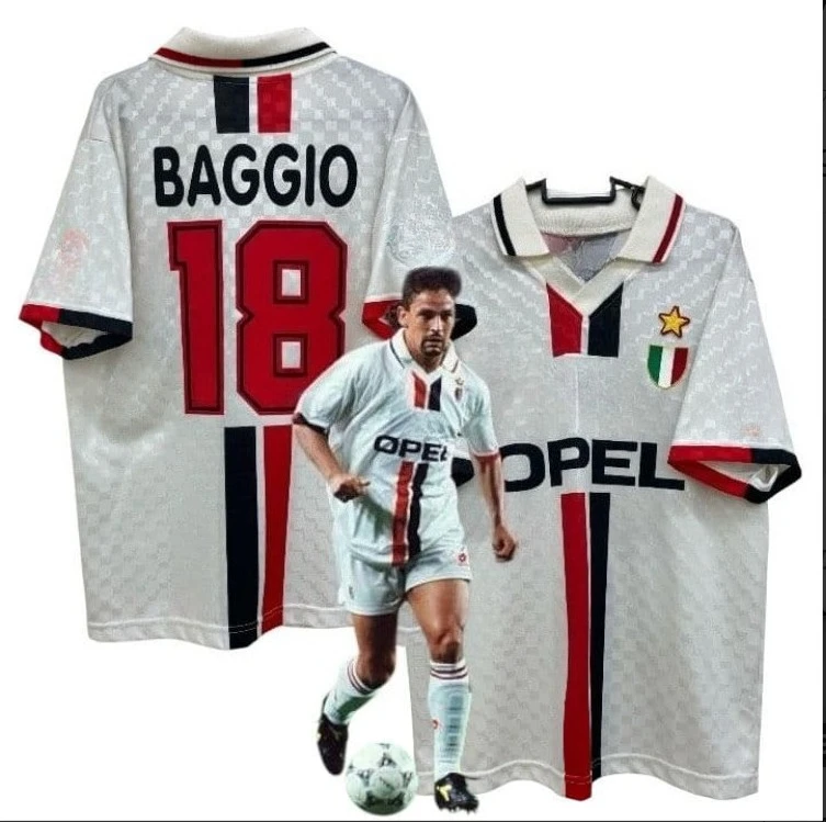 95-96 Milan # Roberto Baggio NO:18 Unisex Retro Football Jersey T-shirt Breathable Casual Fan Gifts Loose shirt Tops