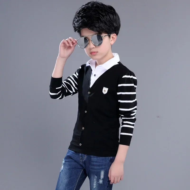 cotton Boys T Shirt Toddler Infant Kids Baby Boys Striped Long Sleeve Tops T-shirt Kids Roupa Menino Back to School Outfits 12