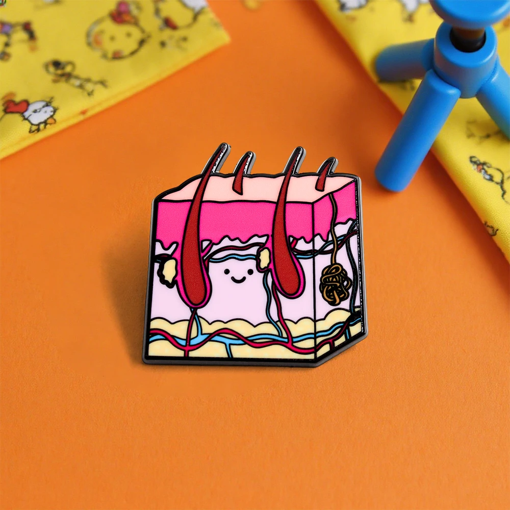 Skin Structure Science Popularization Model Brooch Human Anatomy Knowledge Enamel Pin Medical Student Clothing Accessories Badge