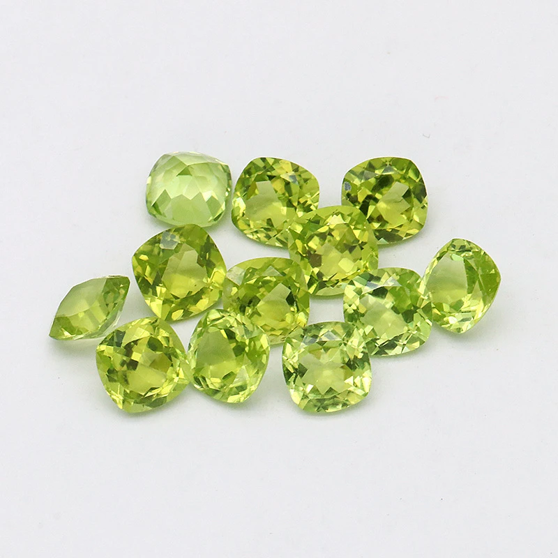100% Real Natural Olivine Peridot Square Cushion Faceted Cut Inlay Gemstone Loose Gems Diy Material for Jewelry Luxury Stones