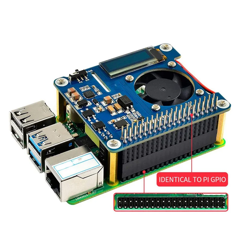 Power over Ethernet HAT Support 802.3Af PoE Network Expansion Board with OLED for 4 Model B / 3B+