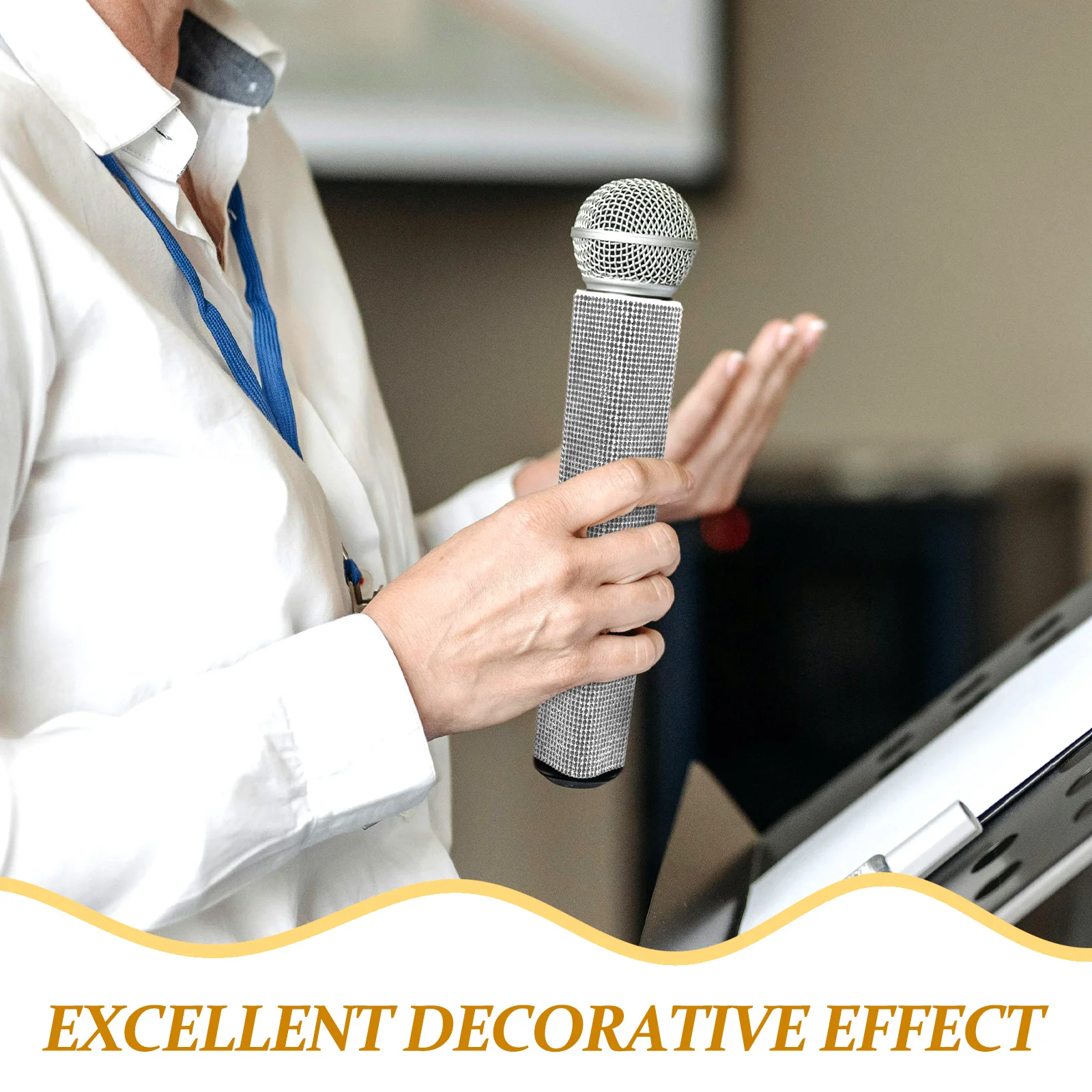 เพชรไมโครโฟนกรณีประกายฝาครอบไมโครโฟนไร้สาย Protector จับ Rhinestones แขน