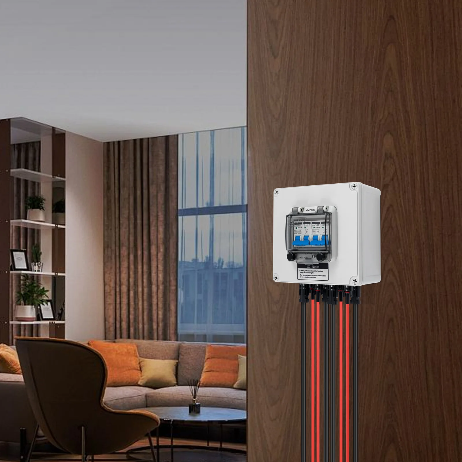 Picture 4: PV Combiner Box 2 Input 2 Output IP67 Waterproof with 30A Circuit Breaker Overvoltage Protection for Solar Panel System Off Grid