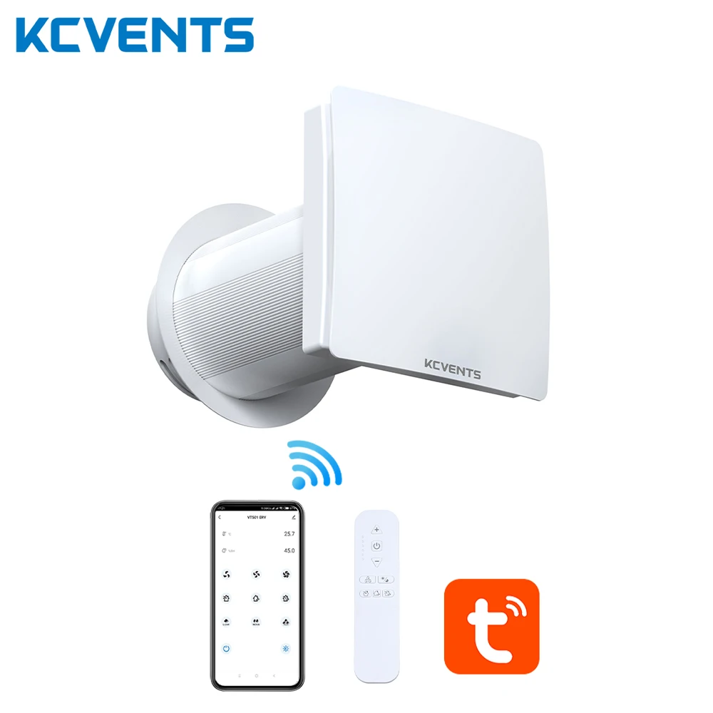 KCvents-VT501WiFi Heat Recovery Ventilador de ventilação, Ventilador de ar fresco com filtro cerâmico Hepa, Sistema de ventilação Mudo, 150mm