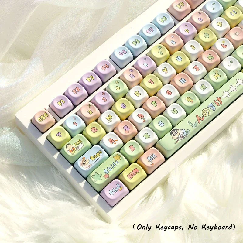Mechanical Keyboards Keycaps Cartoon Crayon Shin-chan Theme Keycap 135 Keys Set MOA Height Sublimation PBT Material Keycap
