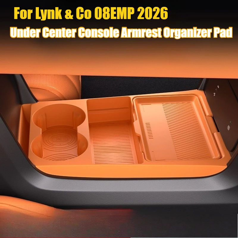 

For Lynk & Co 08EMP 2026 Car Central Control Storage Box Under Center Console Armrest Organizer Pad Mat Interior Car Accessories