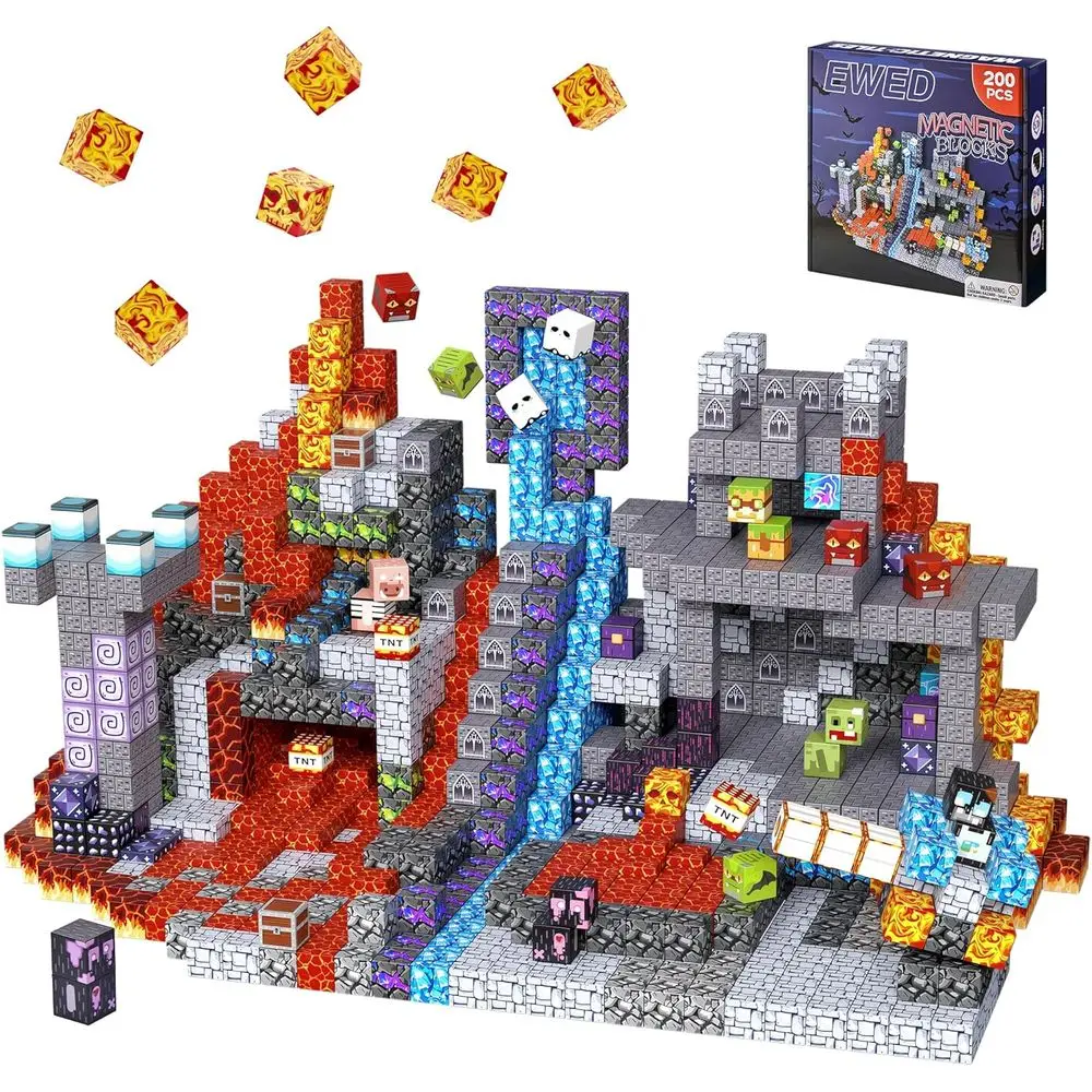 

STEM 200-Piece Magnetic Building Blocks for Kids, Educational Castle-Themed Set for Ages 3-12