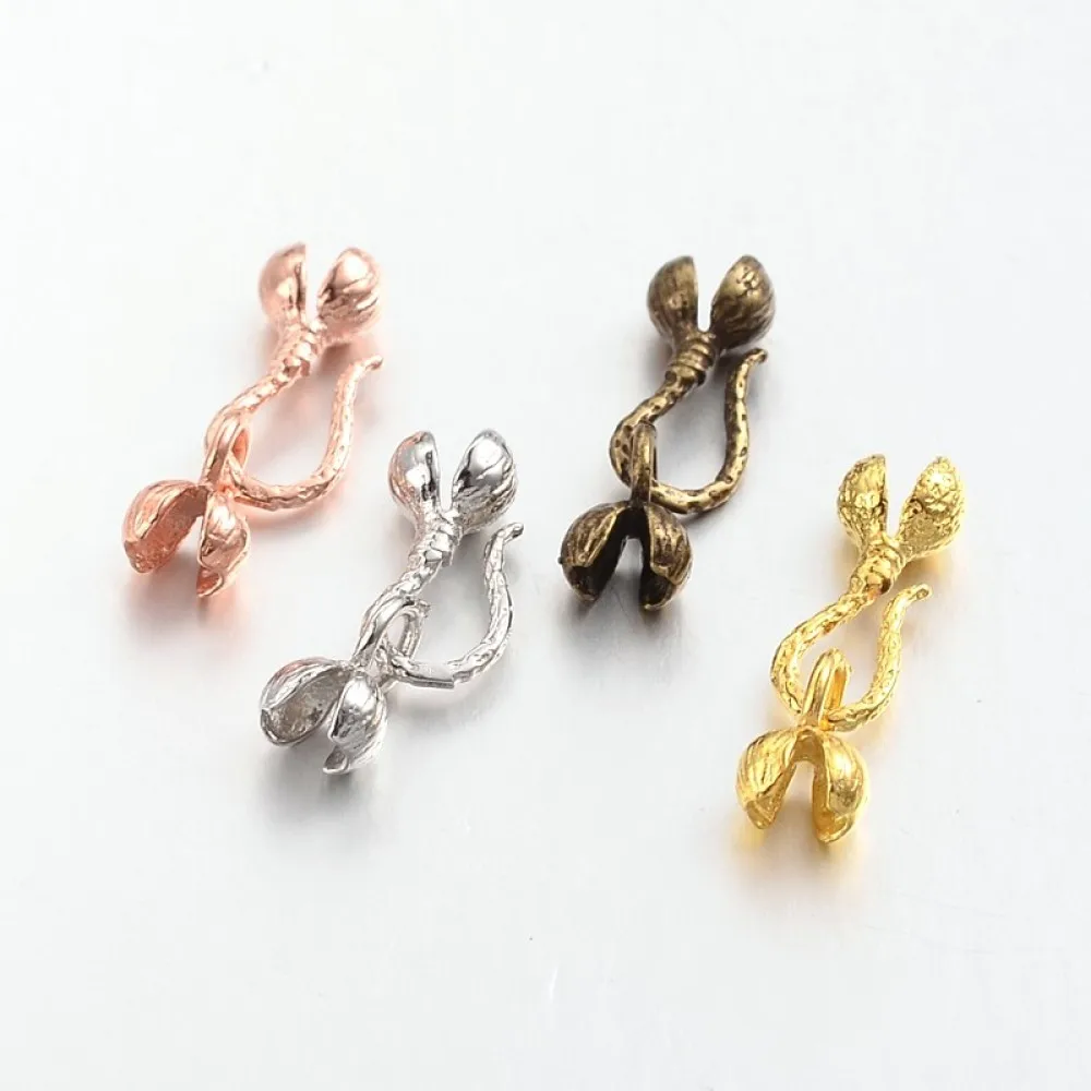 

100Sets Flower Shape Brass S-Hook Clasps Mixed Color for DIY Jewelry Findings Accessories Bracelet Connector Making 28x7x6mm