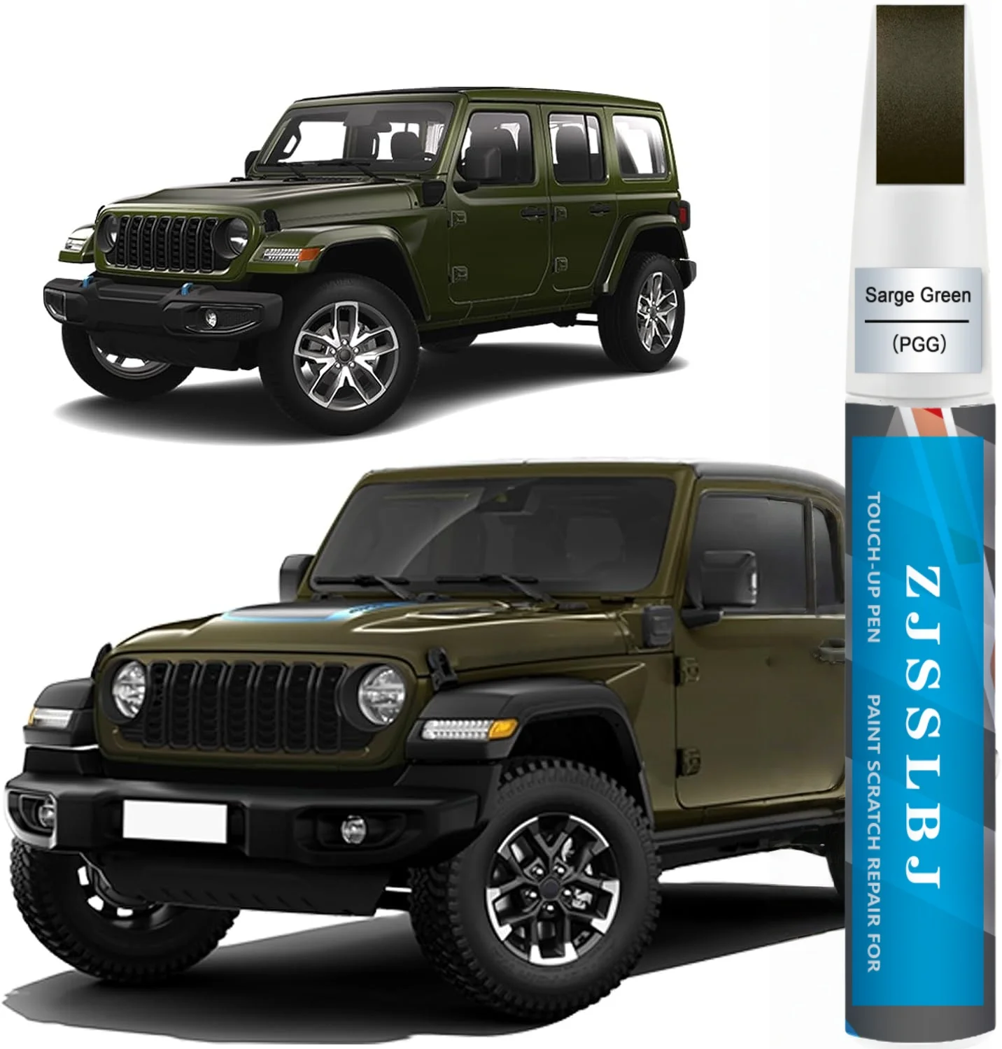 PGG Sarge Green Car Paint Pen Touch up Scratch Repair Two-In-One Premium Scratch Remover for Jeep