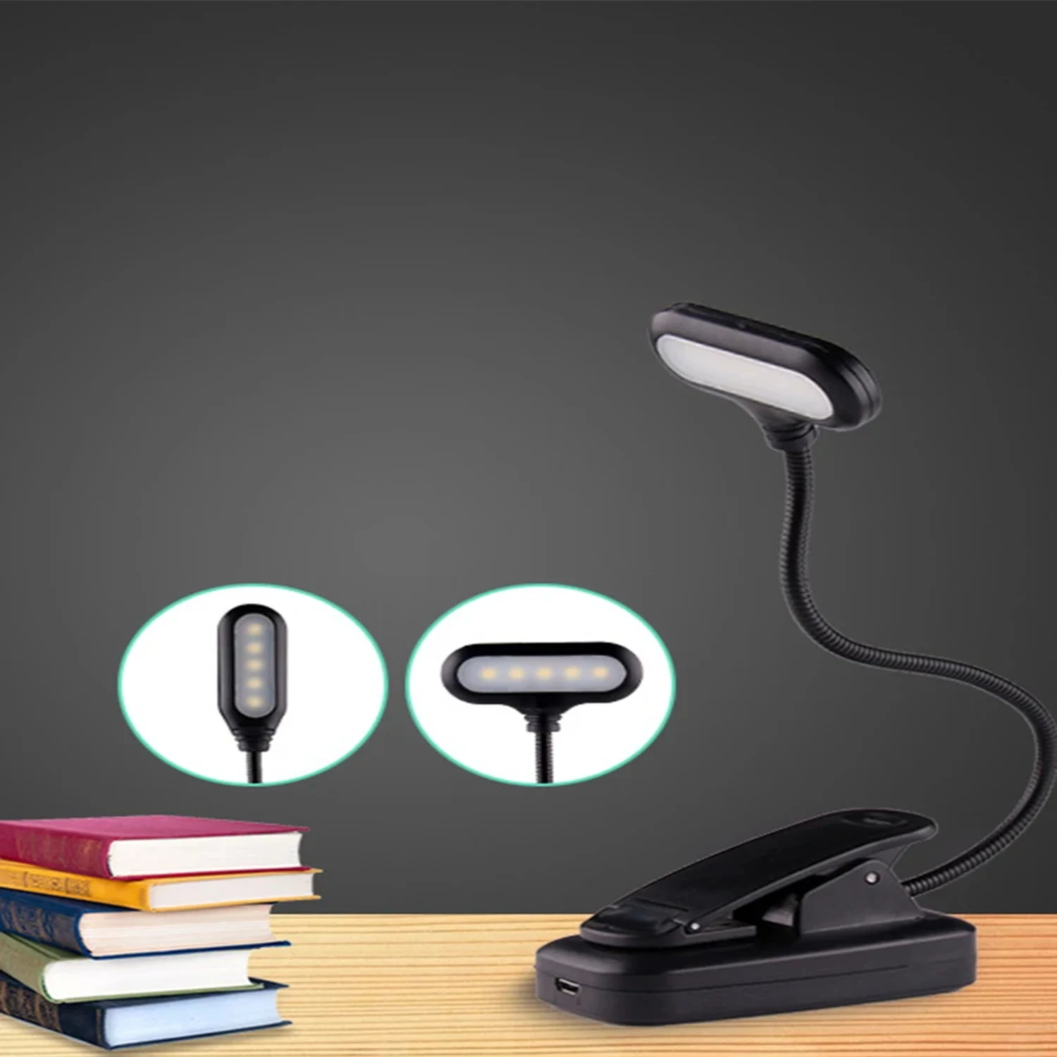 Alimentado por pilhas LED Desk Lamp, Mini Dormitory Night Light, Acessórios de Viagem Criativos, Luz do Livro, Lâmpada de Leitura, Clip Lamp, USB L, Novo