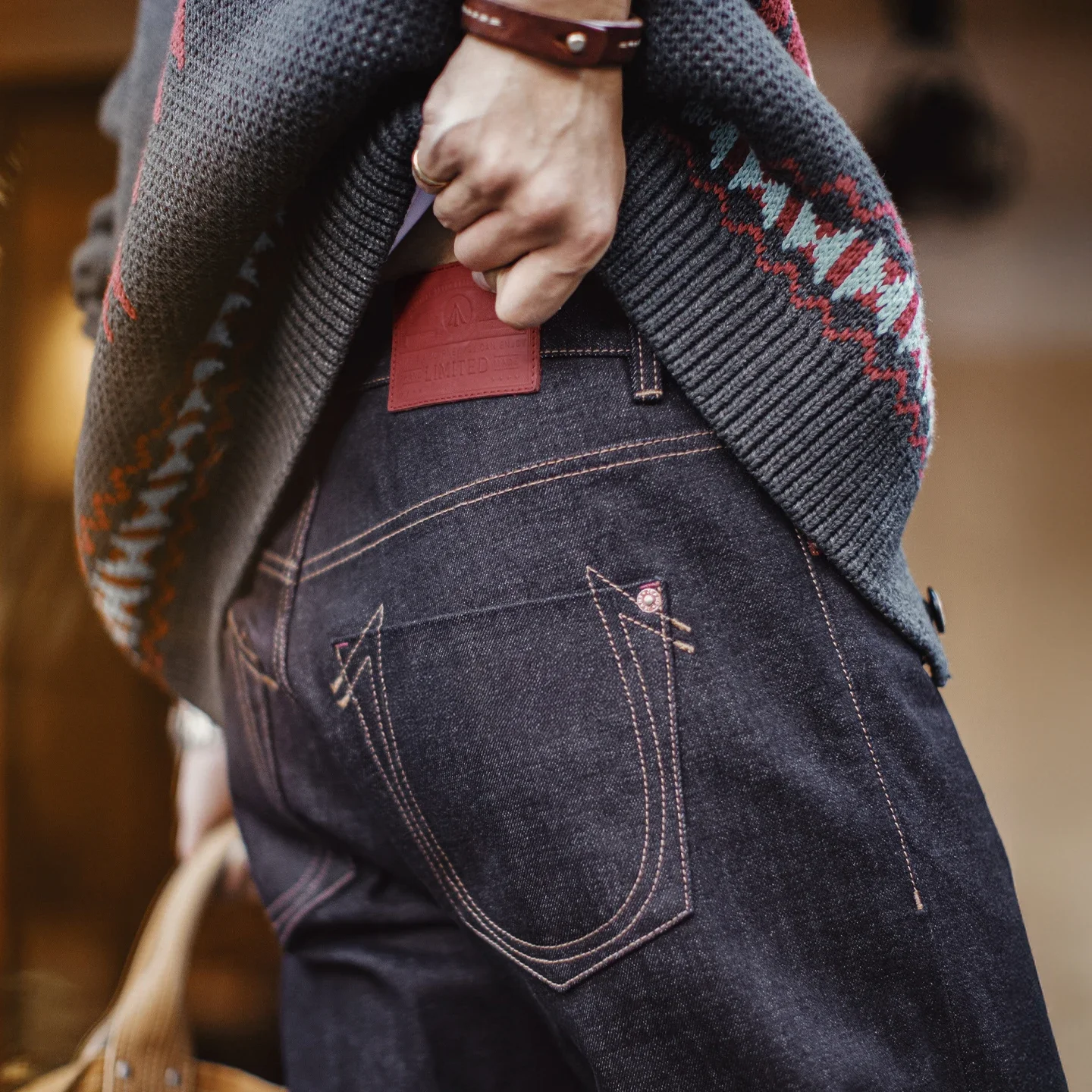 Męskie jeansy Maden Men's Vintage 10.9oz Selvedge Raw Denim Indigo o prostym kroju, zapinane na zamek, codzienne spodnie na jesień i zimę.