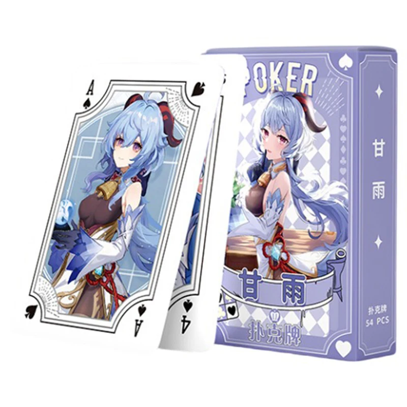 Genshin Impact Ganyu poker playing cards board games child kids toys Children toy deck card game set Anime