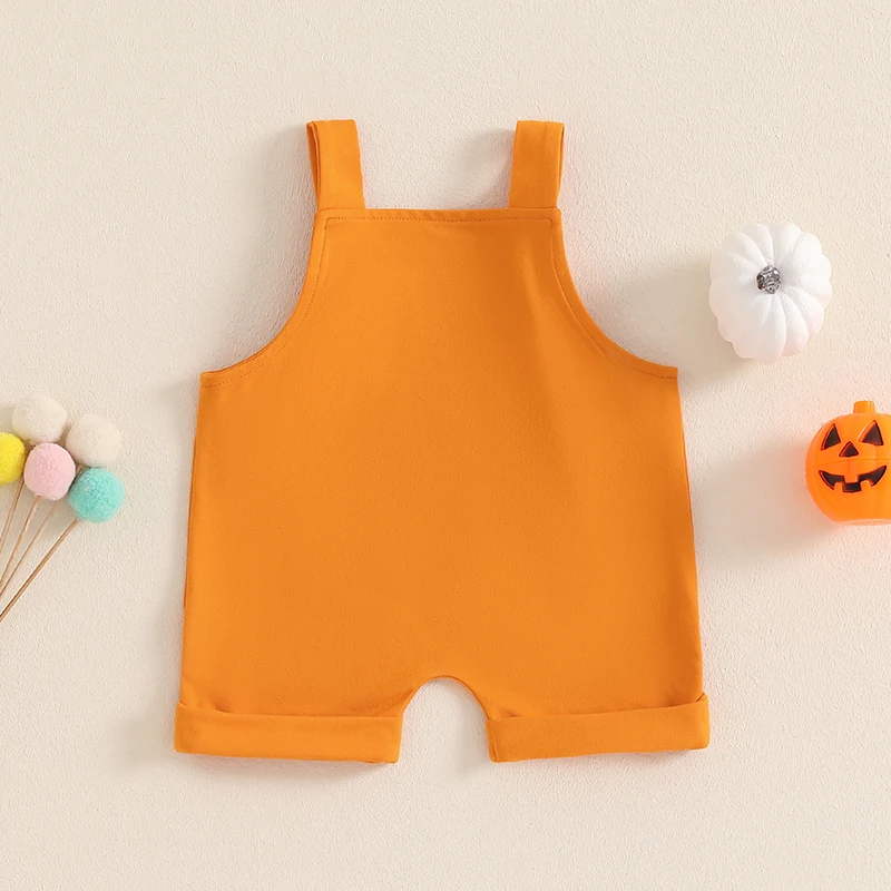 Baby Clothing Boys Girls Halloween Rompers Square Neck Pumpkin/Ghost Face Embroidery Jumpsuits Newborn Clothes