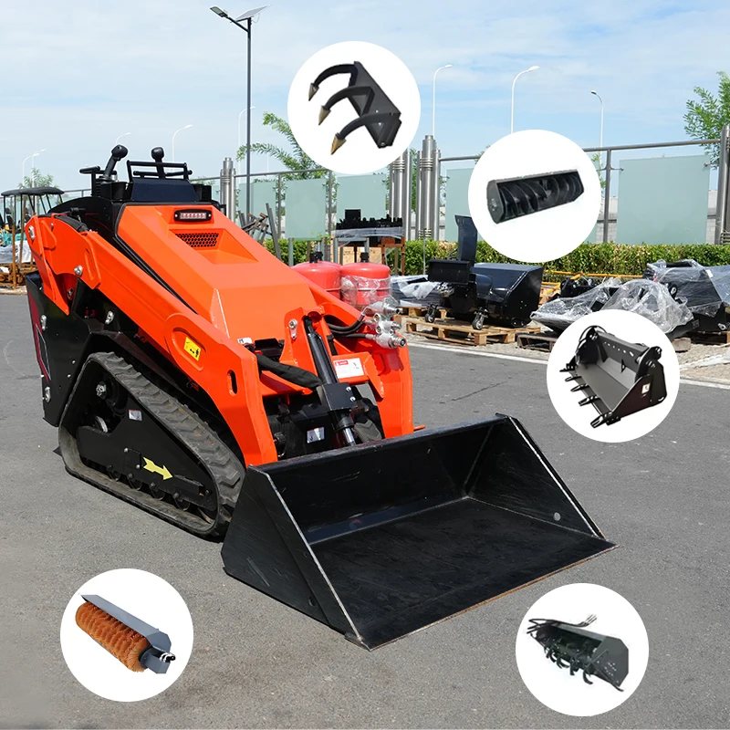 Hydraulic Diesel Mini Skid Steer Loader Agriculture Crawler Front Loader Farm Snow Removal
